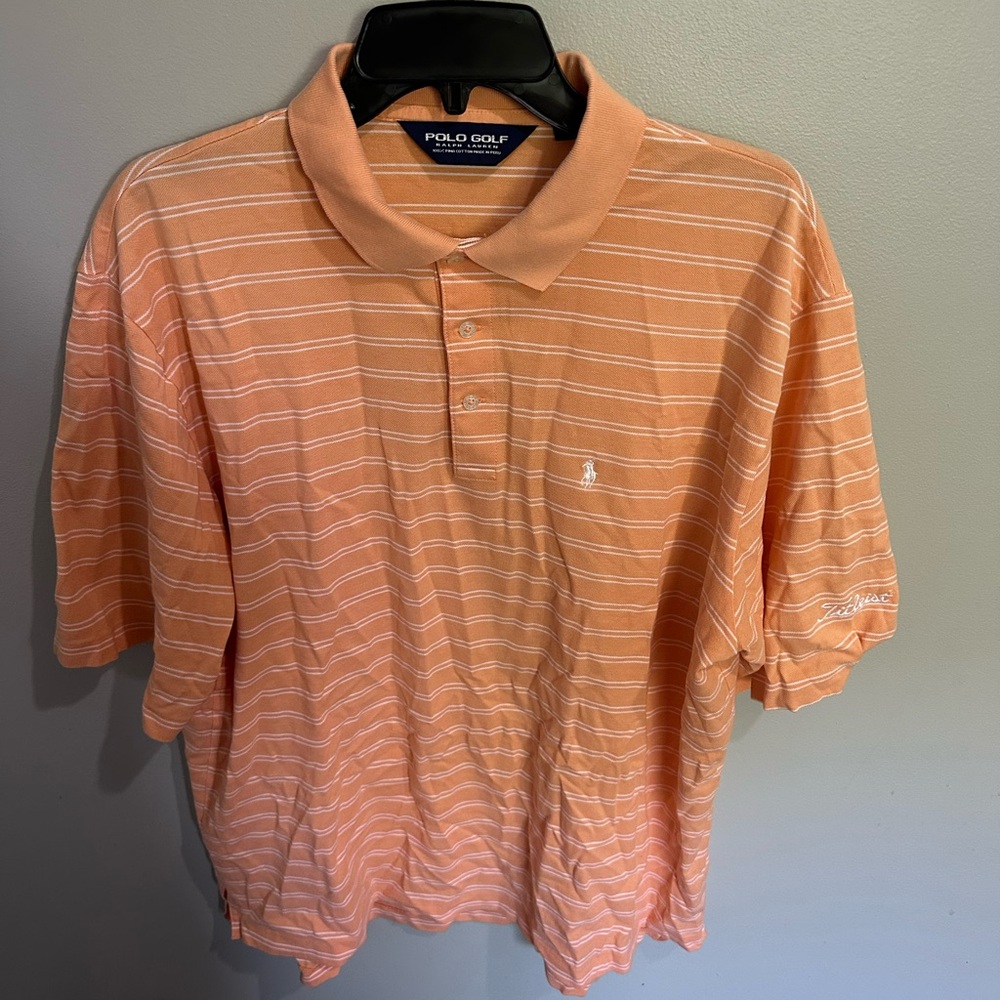 Polo Golf by Ralph Lauren orange and white  Striped Polo‎ Shirt Size XL